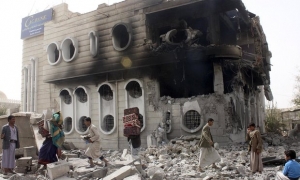  A damaged building in Sana’a, Yemen, which has been the subject of a Saudi bombing campaign. Photograph: Reuters 