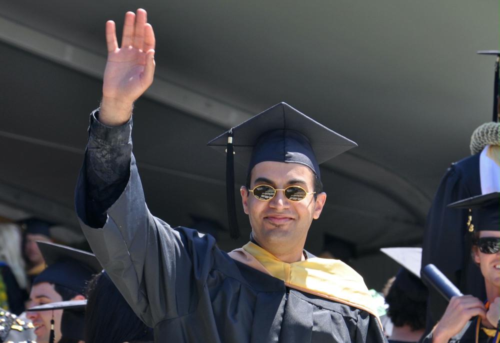 In this photo provided by the family of Abdulrahman al-Sadhan, Abdulrahman al-Sadhan poses for a graduation photo at Notre Dame de Namur University, a private Catholic university, in Belmont, California, May 4, 2013.