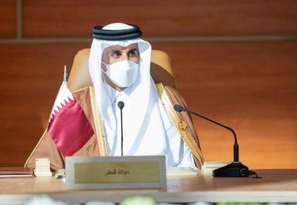 Qatar's Emir Sheikh Tamim bin Hamad al-Thani attends the Gulf Cooperation Council's (GCC) 41st Summit in Al-Ula, Saudi Arabia January 5, 2021.