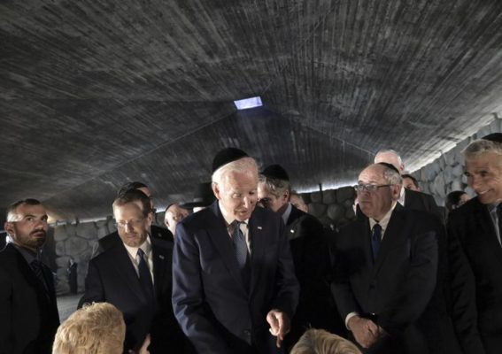 President Biden greets Holocaust survivors at Yad Vashem Holocaust Memorial Museum, Jerusalem, 13th July 2022