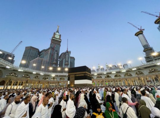 Muslim Pilgrims circling the Kaaba in the holy city of Mecca