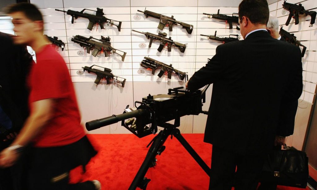 DSEI, the world's biggest arms fair, is held in London's docklands every two years Getty